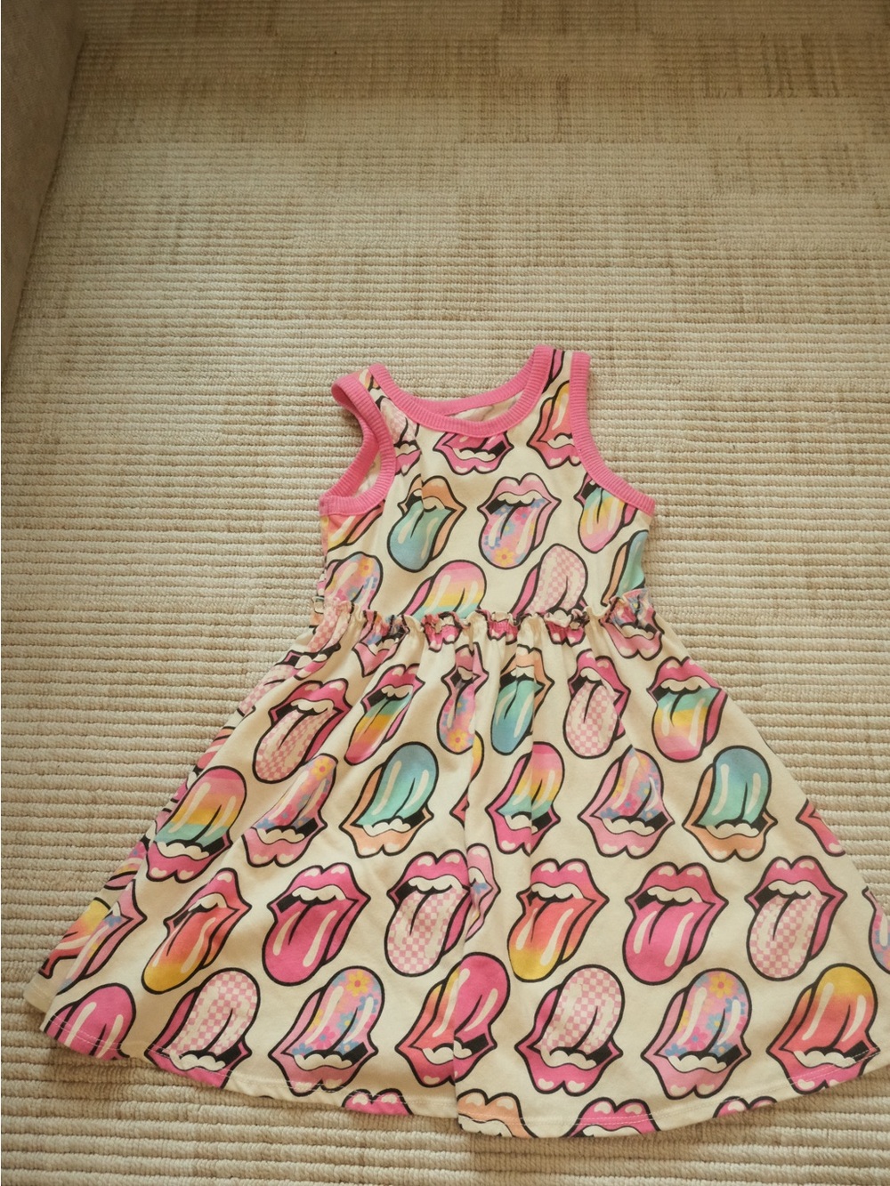 Girls Pink Rolling Stones Print Dress